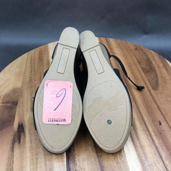 Maurices Black D'Orsay Peep Toe Wedge Sandals Adjustable Lace Up Womens Size 6 B - Picture 5 of 6